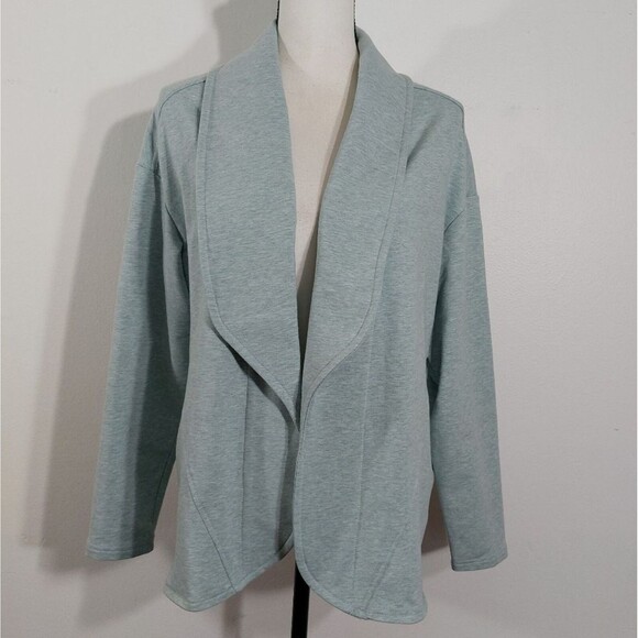 H by Halston Heather Saffron French Terry Open Front Shawl Collar Jacket - Picture 1 of 10